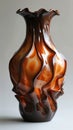 A vase with elements that have a smooth, smoothly flowing surface that resembles melting metal against the backdrop of a