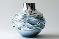 A vase with elements that have a smooth, smoothly flowing surface that resembles melting metal against the backdrop of a