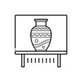 Black line icon for Vase exhibit, kalash and jar
