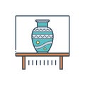 Color illustration icon for Vase exhibit, kalash and jar