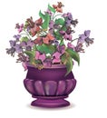 Vase with exotic violet flowers