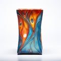 Swirling Colors: Hand-painted Square Vase Art By Zoe Mercer And Antonio Martins