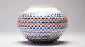 Colorful Triangular Vase With Illusory Gradient And Textured Surfaces