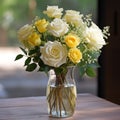 Sunray Vase: A Beautiful Arrangement Of White And Yellow Roses