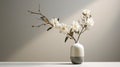 Oriental Minimalism: White And Grey Vase With Flowers