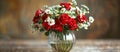 Vase Filled With Red Roses and Daisies Royalty Free Stock Photo