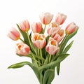 Realistic Tulip Bouquet With Orange And Pink Tulips On White Background Royalty Free Stock Photo