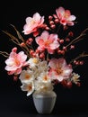 Vase Flowers: Academic Cherry Blossoms, Physically Based Origina Royalty Free Stock Photo