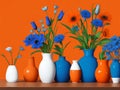 The vase of flowers arranged in bright colors presents a vibrant and cheerful display, instantly catching the eye.