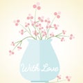 Vase flowers card with love mothers day valentines