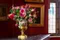 Vase flowers in the interior of an ancient palace