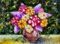 Vase flowers. Original oil painting on canvas