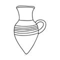 Vase for flowers in the style of Doodle.Black and white image.Monochrome.Interior item.Vector image