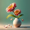 A single flower placed in a simple vase, Still life, Minimalist, Generative Ai.