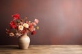 Vase With Flowers on Wooden Table Royalty Free Stock Photo