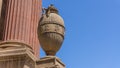 Vase in front of the dome in Palace of fine arts on a summer day