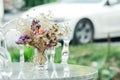 Vase glass with beautiful dried flower decorated