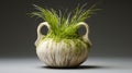Botanical Abundance: A Ceramic Vase With Growing Grass
