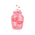 vase with hearts inside. Love card. Vector illustration. Royalty Free Stock Photo
