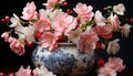 Vase holds flower bouquet, nature beauty in an ornate pot generated by AI