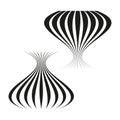 Vase line pattern. Curved stripe texture. Optical flow shape. Vector swirl illustration.