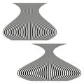 Vase line pattern. Curved stripe texture. Optical flow shape. Vector swirl illustration.