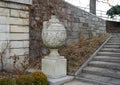 Vase at one side of the Memorial honoring John Purroy Mitchel, famous mayor of New York, located in Central Park, New York City