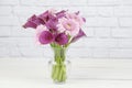 Vase of pink and purple flowers isolated on a white background Royalty Free Stock Photo