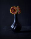 Vase pottery - still life vase basil. Art style basil- flowers basil wonderful decoration of interior.