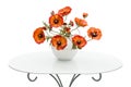 Vase with red poppies is on a coffee table, isolated on a white Royalty Free Stock Photo