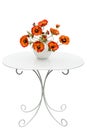 Vase with red poppies is on a coffee table, isolated on a white Royalty Free Stock Photo