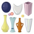 Vase set. Various forms of vases. Home interior decoration. Royalty Free Stock Photo