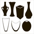 Vase set. Various forms of vases. Home interior decoration. Royalty Free Stock Photo