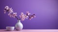 Minimalistic Purple Image With White Bowls And Pink Flowers