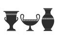Vase silhouettes set. Various antique ceramic vases. Ancient greek jars and amphorae silhouettes. Clay vessels pottery