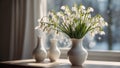 Vase with snowdrops the room