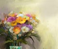 Oil painting still life bouquet of flowers in vase Royalty Free Stock Photo