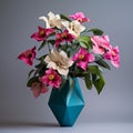 Trillium Arrangement: Pink And Blue 3d Bouquet With Tropical Symbolism