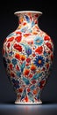 Ultrafine Detail Ornate Vase With Colored Flowers - Craftcore Design