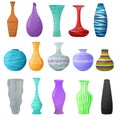 Vase vector decorative ceramic pot and decor glass pottery elegance vases illustration set of classic beautiful modern