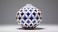 Intricate Geometric Vase With Red And Blue Patterns