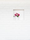 Vase in white wall