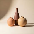 Vases displayed on a neutral background, showcasing a minimalist Royalty Free Stock Photo