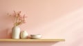 Minimalist Pink Shelf With Vase And Cup: Soft And Feminine Product Showcase