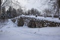 Boulder bridge in the Vasilevo Museum. Russia