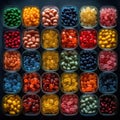 vast array of different jelly bean flavors in open jar generative AI