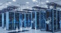 Vast array of high tech server racks powering digital operations and data storage solutions Royalty Free Stock Photo
