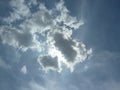 The vast blue sky, bright colors, partial clouds