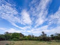 The vast blue sky, clouds sky. Blue sky background with tiny clouds. Sky panorama. Beautiful sky. Sky cloud wallpaper Royalty Free Stock Photo