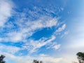 The vast blue sky, clouds sky. Blue sky background with tiny clouds. Sky panorama. Beautiful sky. Sky cloud wallpaper Royalty Free Stock Photo